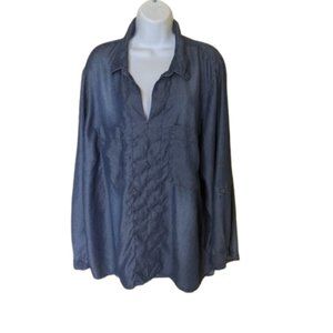 ---  Long Sleeve Blue Denim Blouse Size 3X